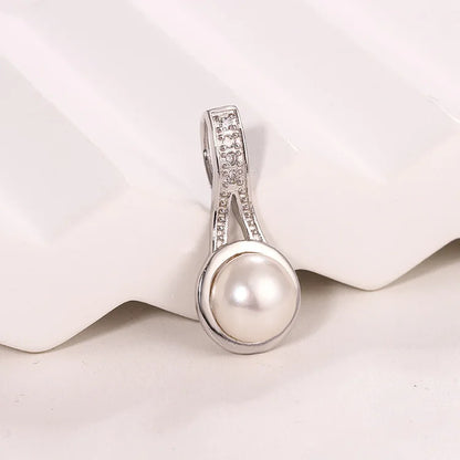 Vintage 925 sterling silver moissanite set large freshwater pearl pendant for women