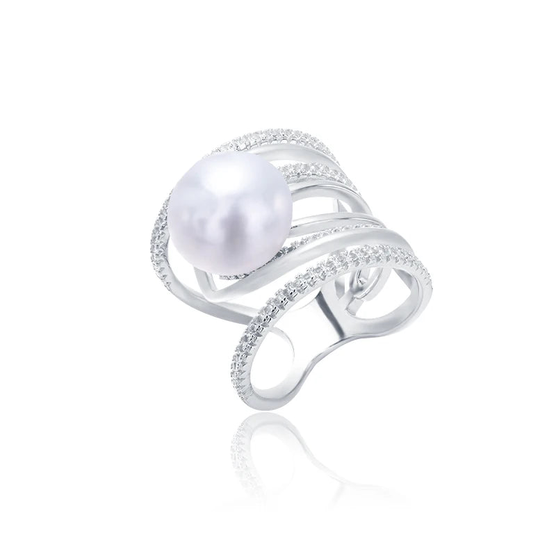 S925 pure silver pearl ring, female niche design, light luxury, high-end feeling, cool style, Instagram trendy fashion