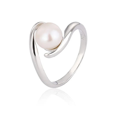 Minimalist 925 sterling silver casual fashion jewelry women freshwater pearl ring