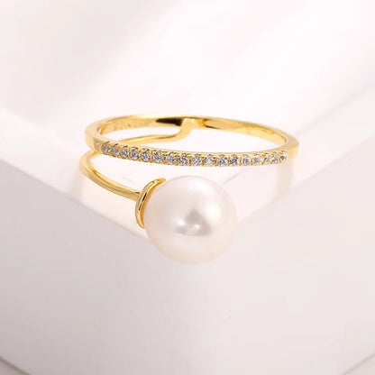 Jewelry manufacturer sterling silver 14k 18k gold plated pearl ring for women ladies