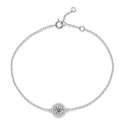 925 Sterling Silver Chain Drawstring Bracelet with 1 Carat Moissanite for Women