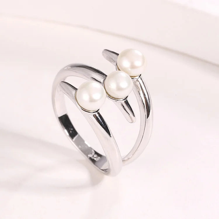 Best price custom classy pure 925 sterling silver women freshwater pearl ring