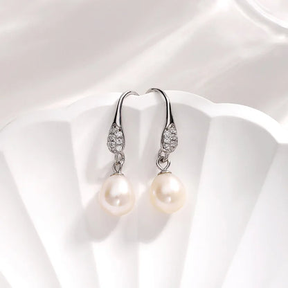 2024 fashion custom wholesale zircon wholesale women western 925 silver waterdrop fresh water natural pearl earring