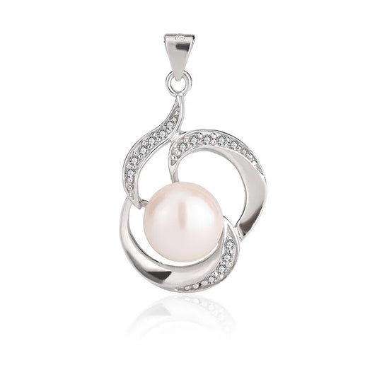 Wholesale ring interwoven 925 sterling silver freshwater pearl charm ladies pendant