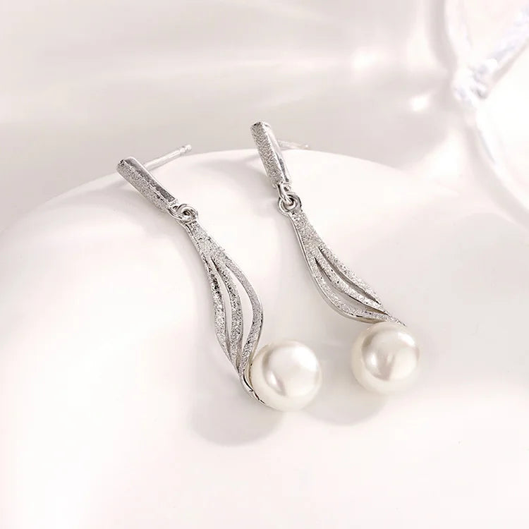 Custom logo earring manufacturer 2024 trend jewelry women zirconia s925 sterling 925 silver simple natural pearl earrings