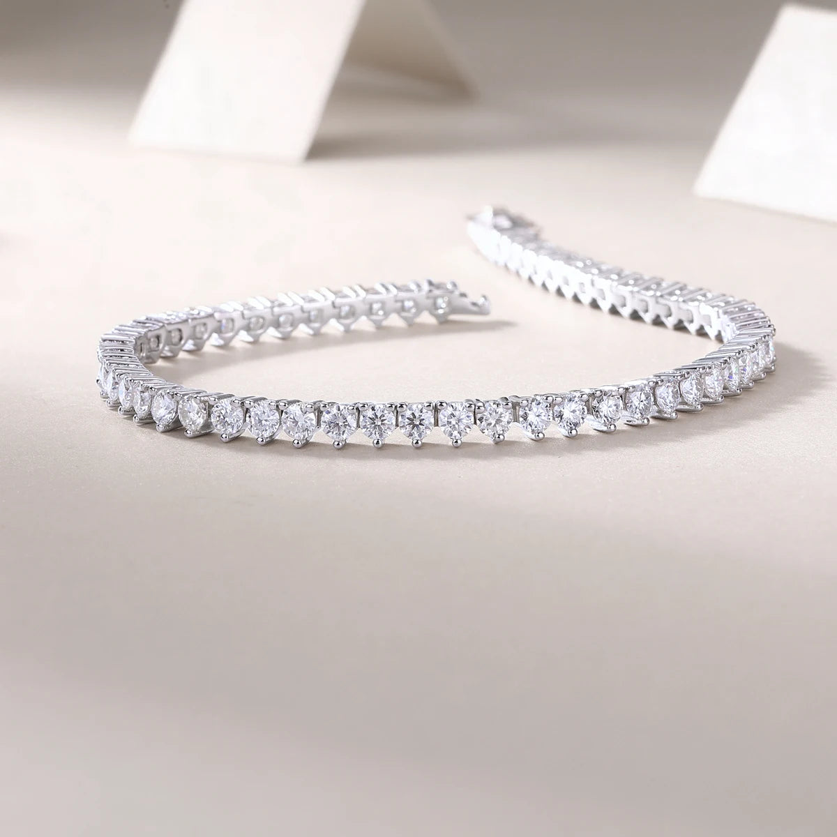 925 Solid Silver Diamond Moissanite Crystal Round Bracelet 925 Sterling Silver Bracelet Moissanite Bracelet Gift L231013233