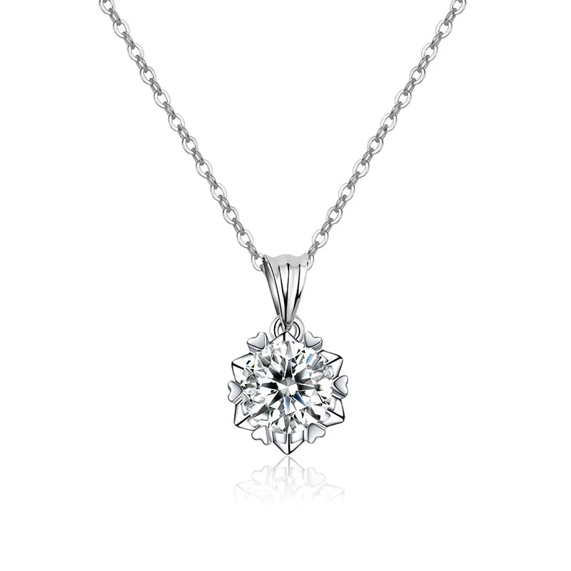 Jeweller Buy 0.5-5 CT VVS D Moissanite Diamond Pendant Snowflake Shape 925 Sterling Silver Link Chain Necklace Trendy Wedding Gift