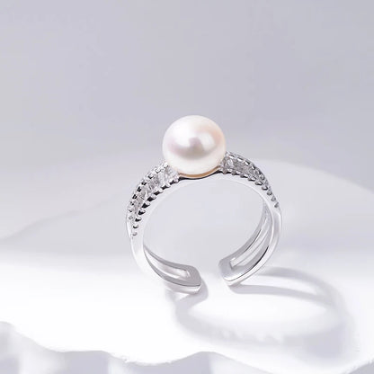 S925 pure silver pearl ring, female niche design, light luxury, high-end feeling, cool style, Instagram trendy fashion