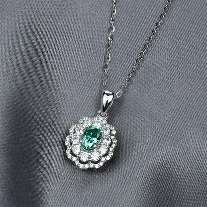 Jeweller Buy 925 Sterling Silver Link Chain Necklace Trendy Green Moissanite Diamond Pendant Jewelry