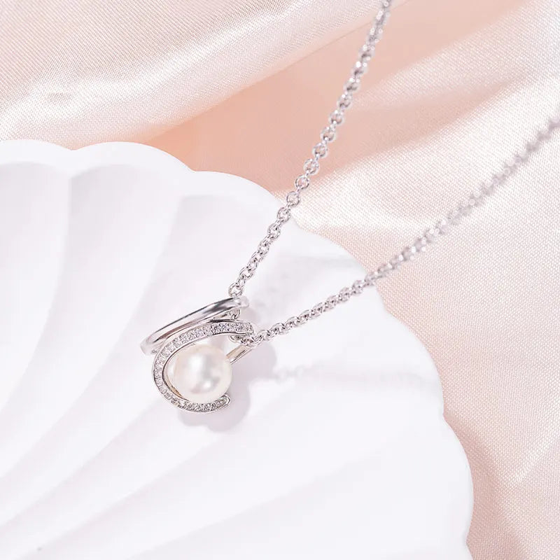 Custom 925 sterling silver pearl cage pendant setting with zirconia