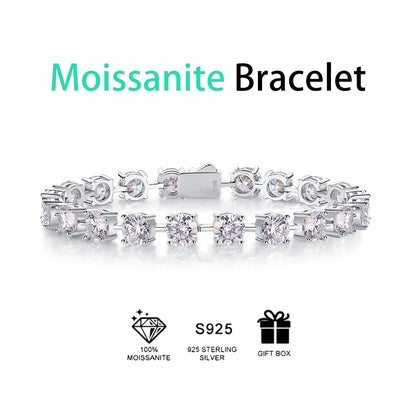 Luxury Moissanite Diamond Chain Tennis Bracelet 925 Sterling Silver for Women Fine Jewelry Bracelets & Bangles