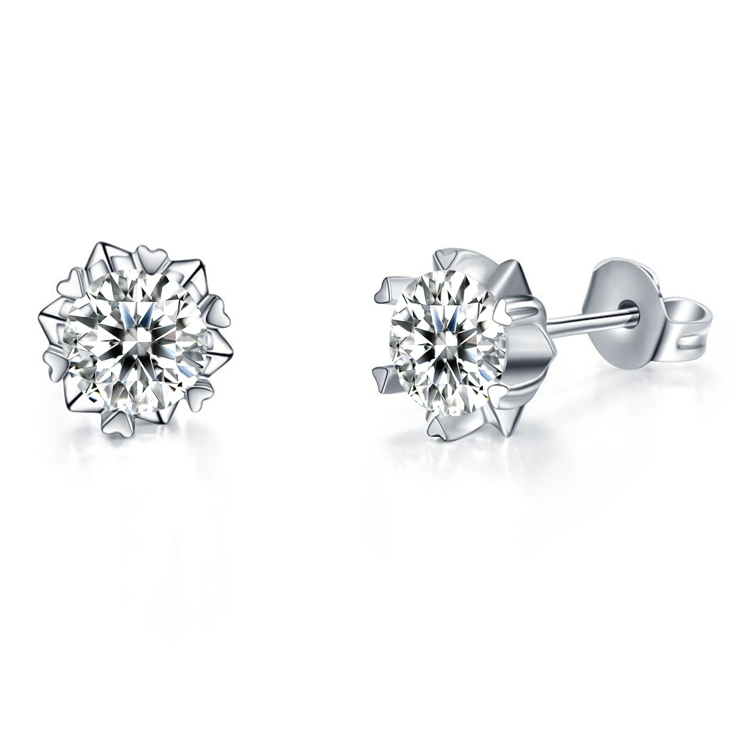 Jeweller Buy Special Design 6.5 mm 1 ct Round Cut D Color 925 Silver Stud Earrings with Fine round Moissanite Diamond