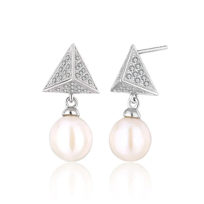 Fine fashion zircon jewelry wholesale 925 sterling silver natural pearl irregular shape luxury stud earrings