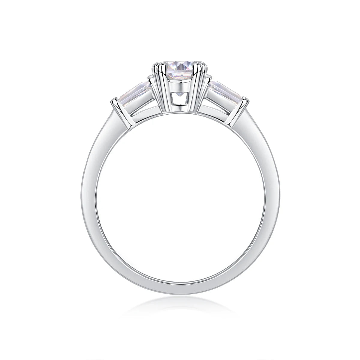 925 Sterling Silver Moissanite Engagement Ring - Sparkling 3ct Center Stone with Rhodium Plated Jewelry for Women