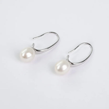 Fashion jewelry wholesale designer inspired ladies 925 sterling silver freshwater pearl hook earrings