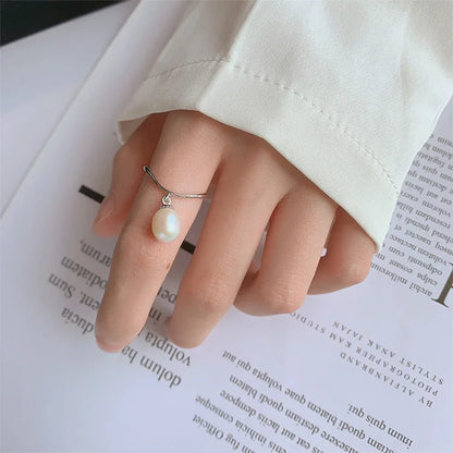 Wholesale bulk price elegant simple teardrop freshwater pearl ring with custom logo