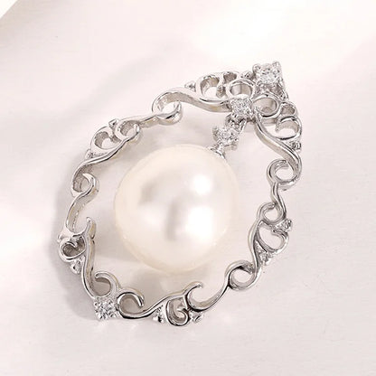 Customised sterling silver custom name single pearl necklace diamond pendant with zircon diamond