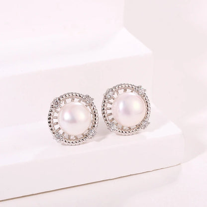 New Trend freshwater pearl 925 silver jewelry wholesale non tarnish cubic zirconia earings stud for women