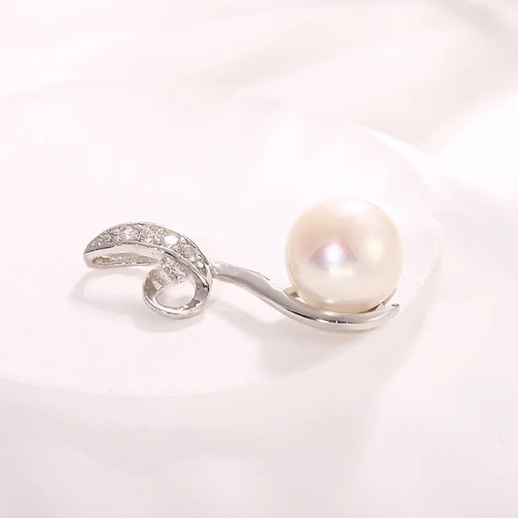 Exquisite simple fashionable 925 sterling silver twisted line shaped freshwater pearl pendant