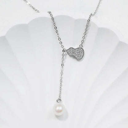 925 sterling silver women teardrop pearl charm drop pendant necklace with pearl pendant