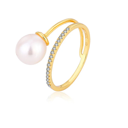 Jewelry manufacturer sterling silver 14k 18k gold plated pearl ring for women ladies