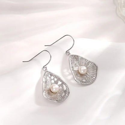 Elegant classy s925 sterling silver pearl minimalist statement women earrings with freshwater pearl