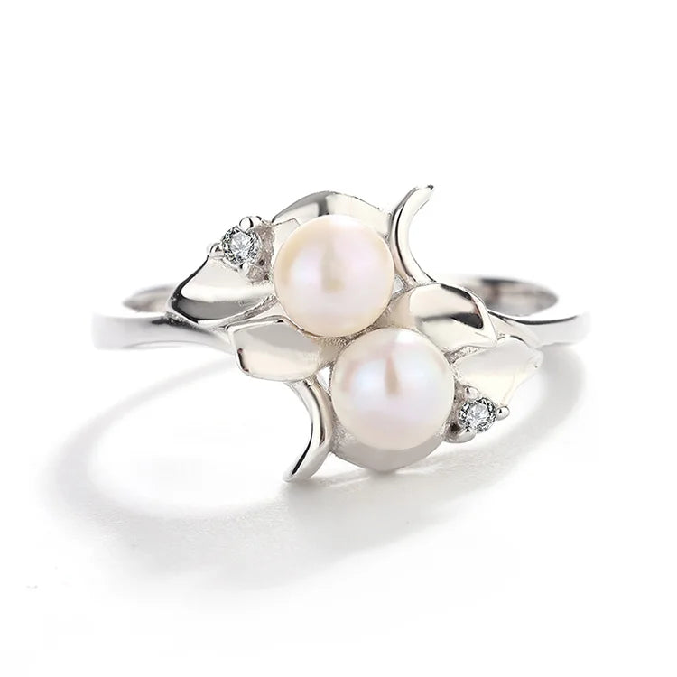 Personalized original S925 silver jewelry 925 sterling silver moissanite freshwater pearl ring