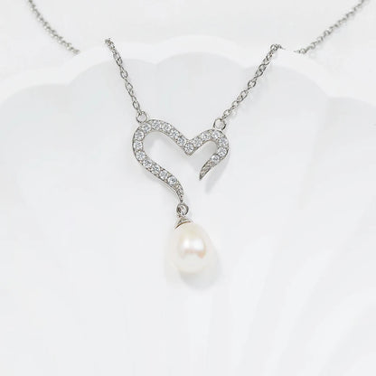 925 sterling silver women teardrop pearl charm drop pendant necklace with pearl pendant