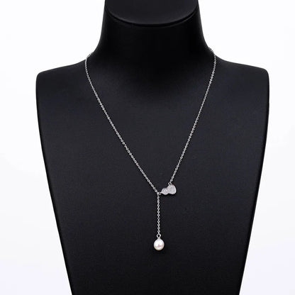 925 sterling silver women teardrop pearl charm drop pendant necklace with pearl pendant