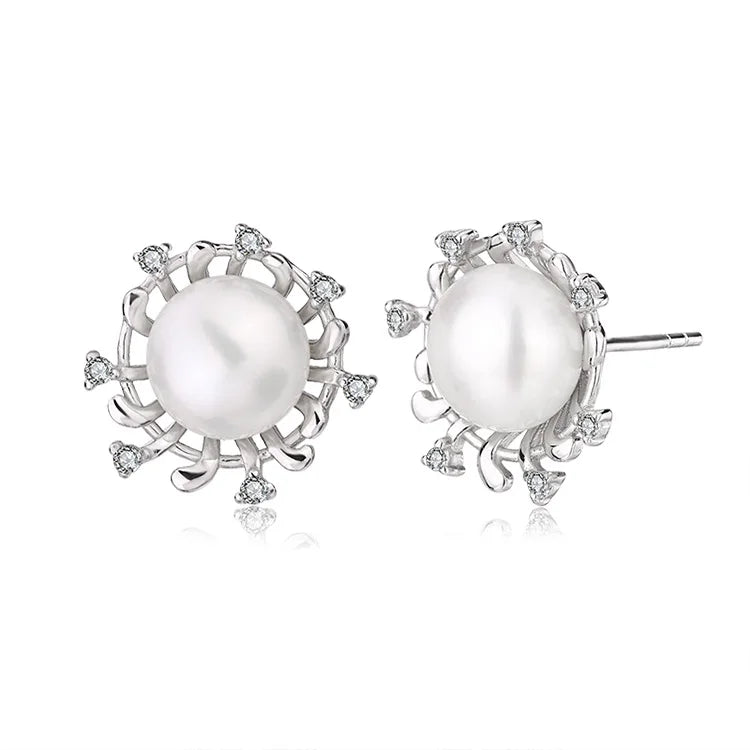 Minimalist women accessories jewelry wholesale s925 925 sterling silver pearl stud earrings