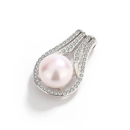 Custom design 925 sterling silver small fine zircon diamond set women freshwater pearl pendant