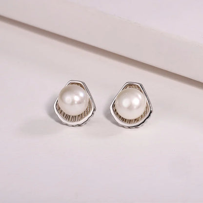 Custom dainty 925 sterling silver unique luxury pearl stud earrings for women