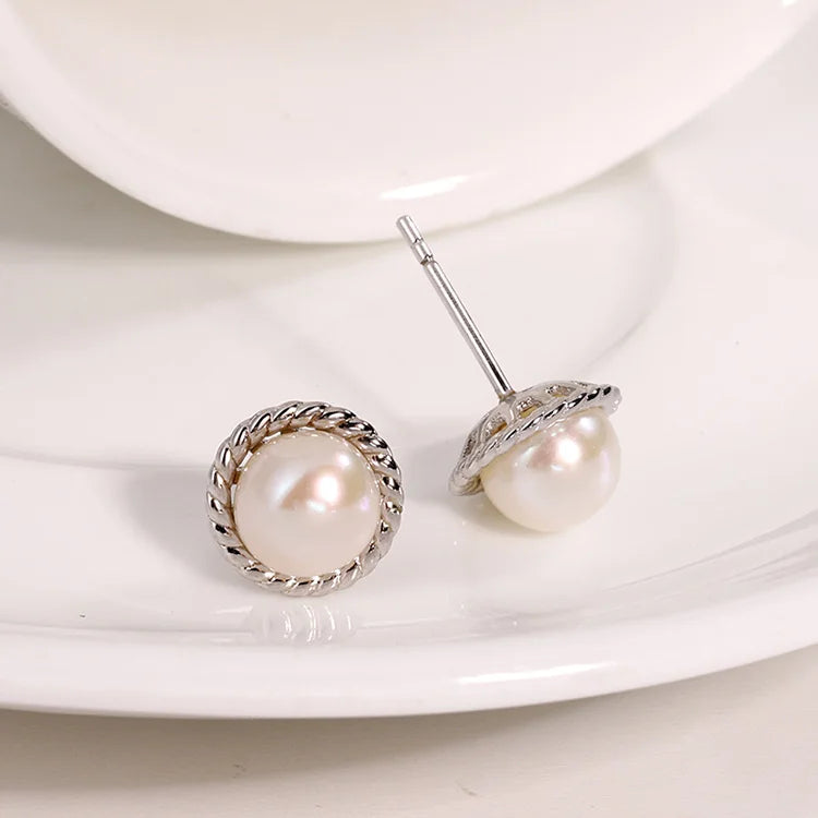 925 sterling silver trending fine fashion luxury women jewelry lightweight pearl stud earrings with pearl stud