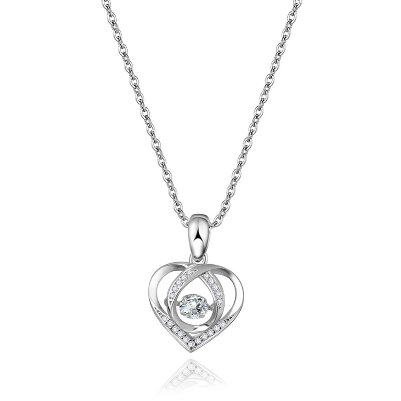 Jeweller Buy S925 Sterling Silver Moissanite Diamond Heart Pendant Necklace with Trendy Link Chain