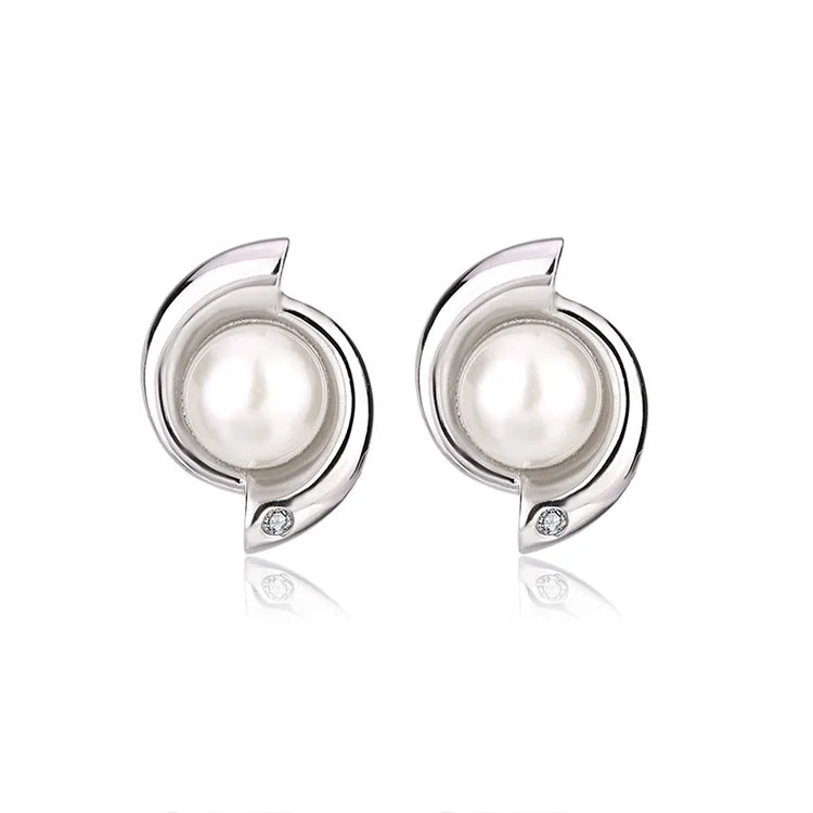 Jewelry zircon wholesale popular minimalist 925 sterling silver freshwater pearl women western earrings