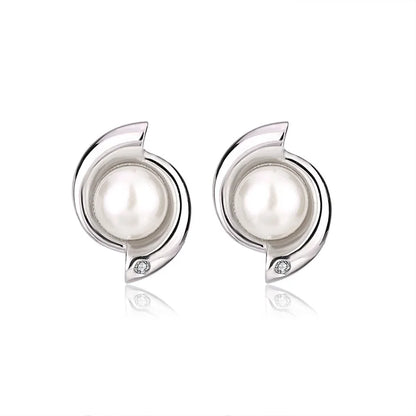 Jewelry zircon wholesale popular minimalist 925 sterling silver freshwater pearl women western earrings