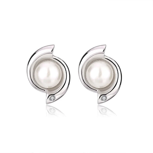 Jewelry zircon wholesale popular minimalist 925 sterling silver freshwater pearl women western earrings