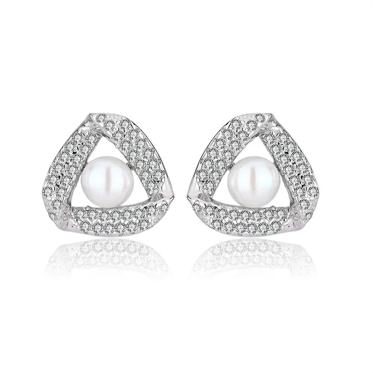 Wholesale bulk statement fine fashion jewelry 925 sterling silver freshwater natural pearl luxury women irregular studs earrings