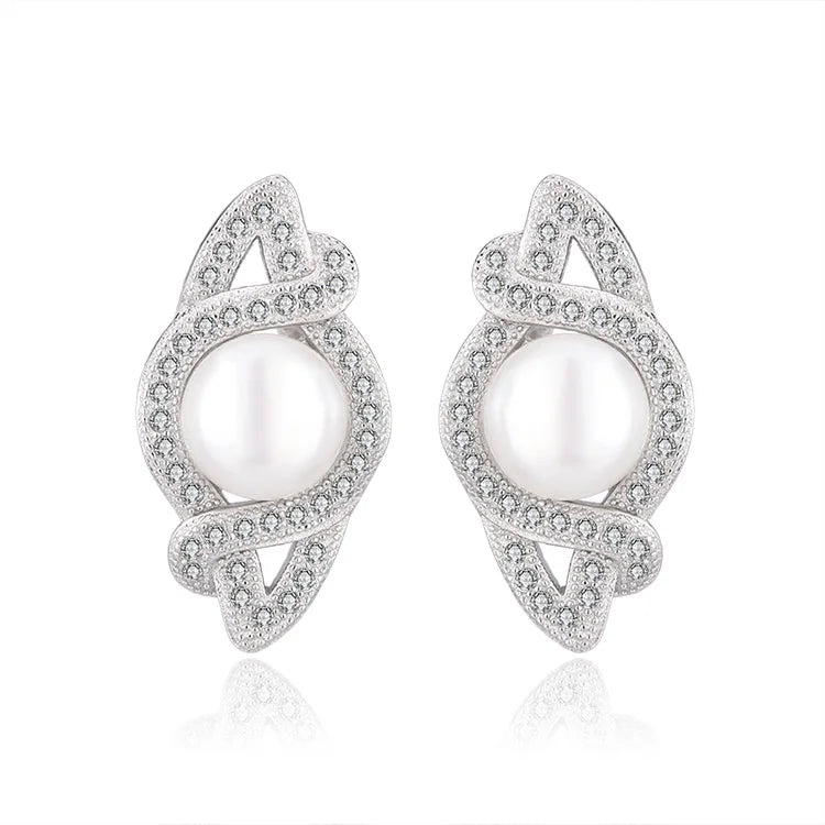 Wholesale personalized fashion jewelry charms zirconia ladies s925 925 silver pearl earrings