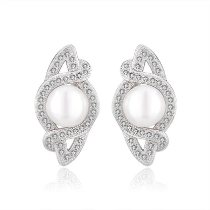 Wholesale personalized fashion jewelry charms zirconia ladies s925 925 silver pearl earrings