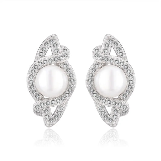 Wholesale personalized fashion jewelry charms zirconia ladies s925 925 silver pearl earrings