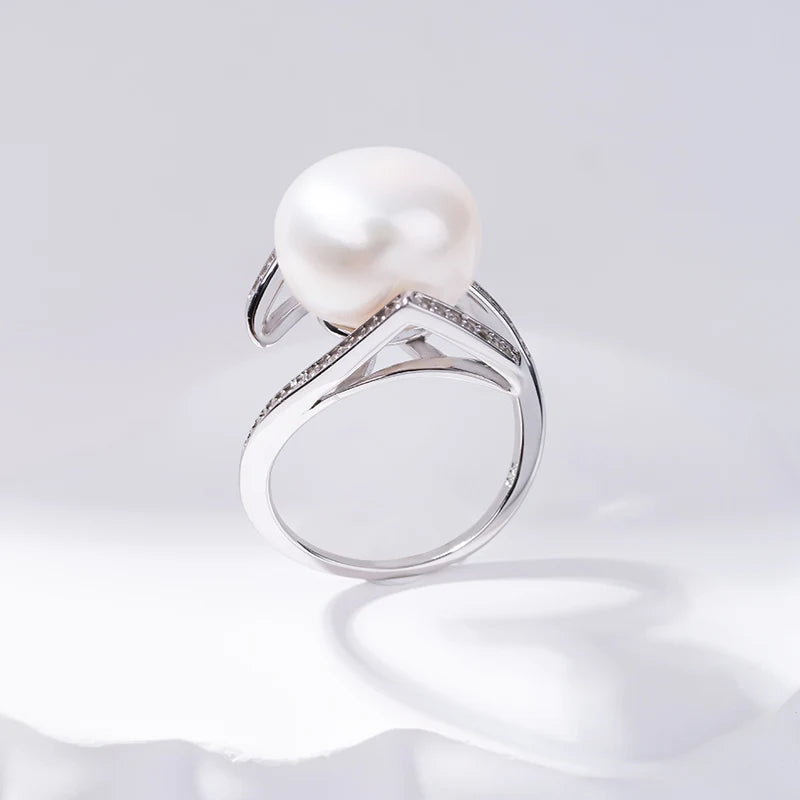 S925 pure silver pearl ring, female niche design, light luxury, high-end feeling, cool style, Instagram trendy fashion