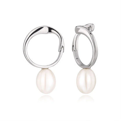 Custom fashion modern wedding jewelry zircon sterling silver pearl hoop round stud earrings