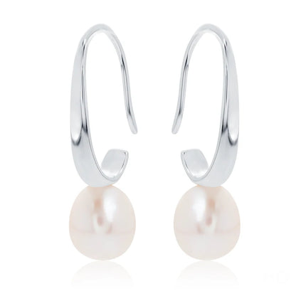 Fashion jewelry wholesale designer inspired ladies 925 sterling silver freshwater pearl hook earrings