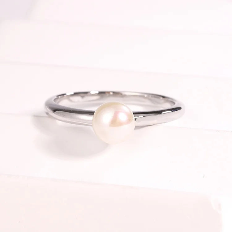 Customizable custom fashion s925 jewelry 925 sterling silver minimalist engagement freshwater pearl ring for women