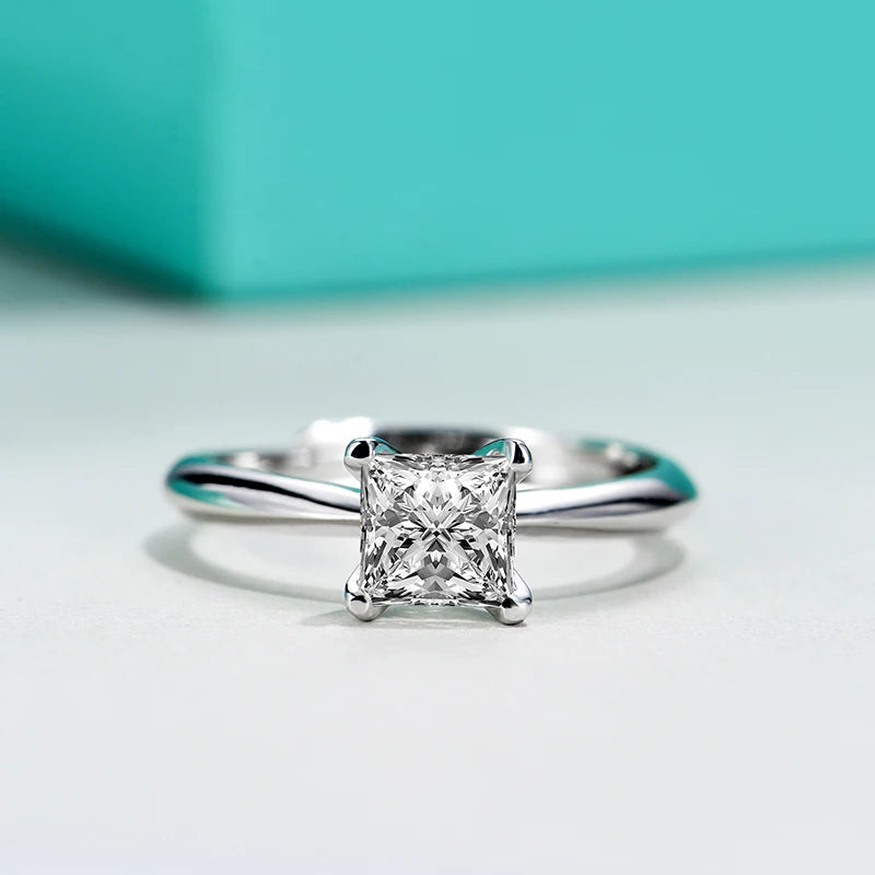 Jeweller Buy Wholesale Trendy Style 925 Sterling Silver Moissanite Diamond Princess Cut Ring