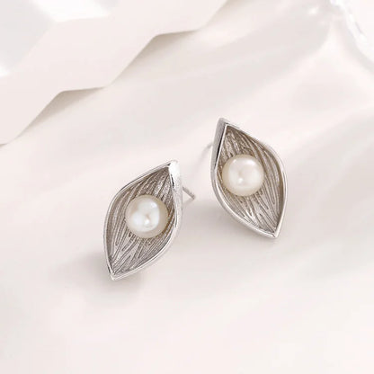 Custom wholesale modern cultured freshwater pearl jewelry 925 sterling silver earrings