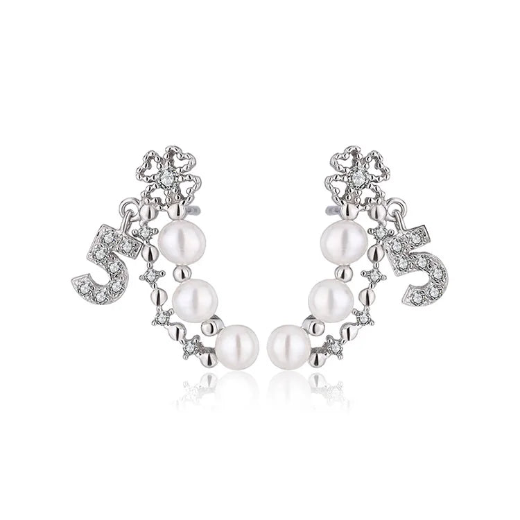 2024 trend wholesale custom logo 925 sterling silver pearl luxury irregular shape diamond zircon stud earrings