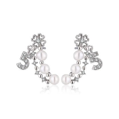 2024 trend wholesale custom logo 925 sterling silver pearl luxury irregular shape diamond zircon stud earrings