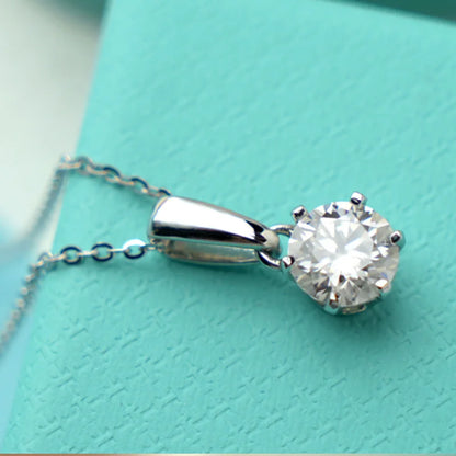 Jeweller Buy Classic Claw Setting 1 Carat Moissanite Diamond Necklace 925 Sterling Silver Link Chain Trendy Style for Weddings and Gifts